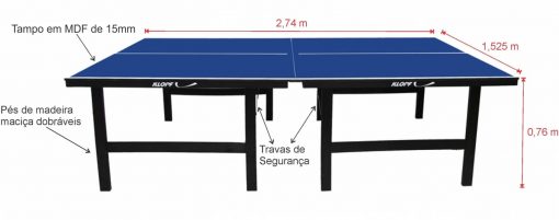 Mesa de Tênis de Mesa Dobrável em MDF de 15mm Modelo Especial Marca Klopf - Imagem 5